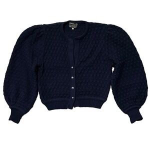 Vintage Austrian Wool Cardigan Sabrina Sweater Black EU 44 US 12-14